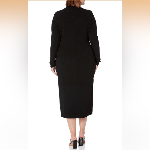 NEW THE DROP Elegant Black Button-Down Dress Jaxon rib sweater dress - Picture 5 of 16